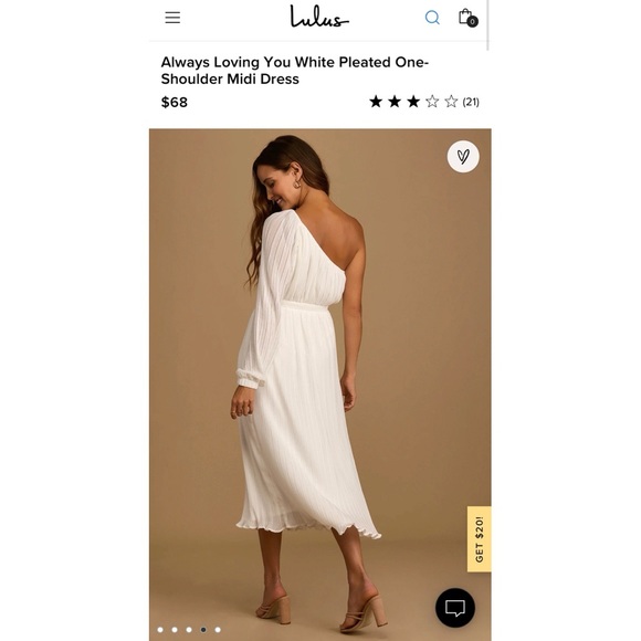 Always Loving You White Pleated One-Shoulder Midi Dress - Picture 2 of 4